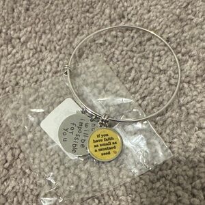 Silver Bangle Bracelet - if you have faith as small as a mustard seed